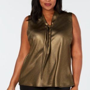 COPY - Kasper Plus Size Metallic Tie-Neck Top 1X